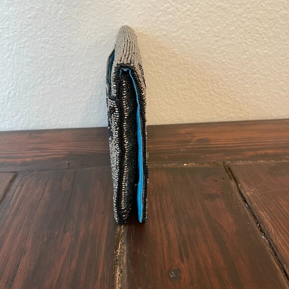 Mary Frances Cocktail Time Beaded Blue Martini Clutch Bag Purse - Picture 7 of 7